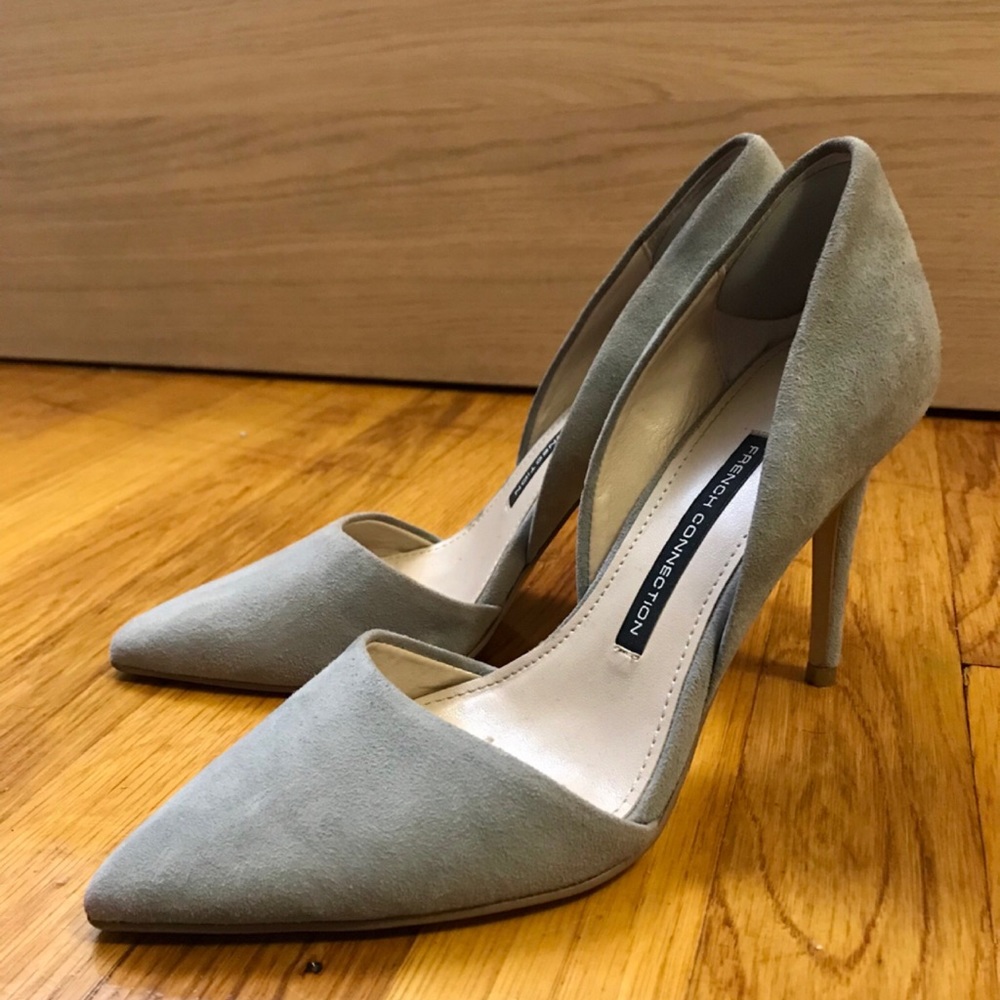 French Connection Gray Peep Toe Heels